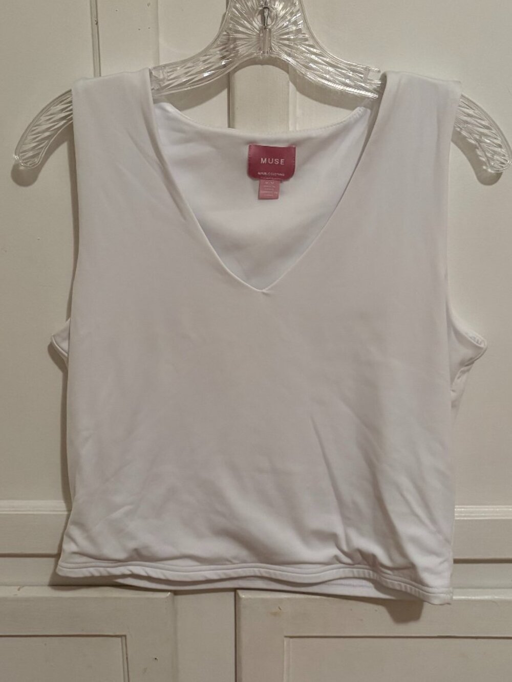 Med Muse White Cropped Tank Top